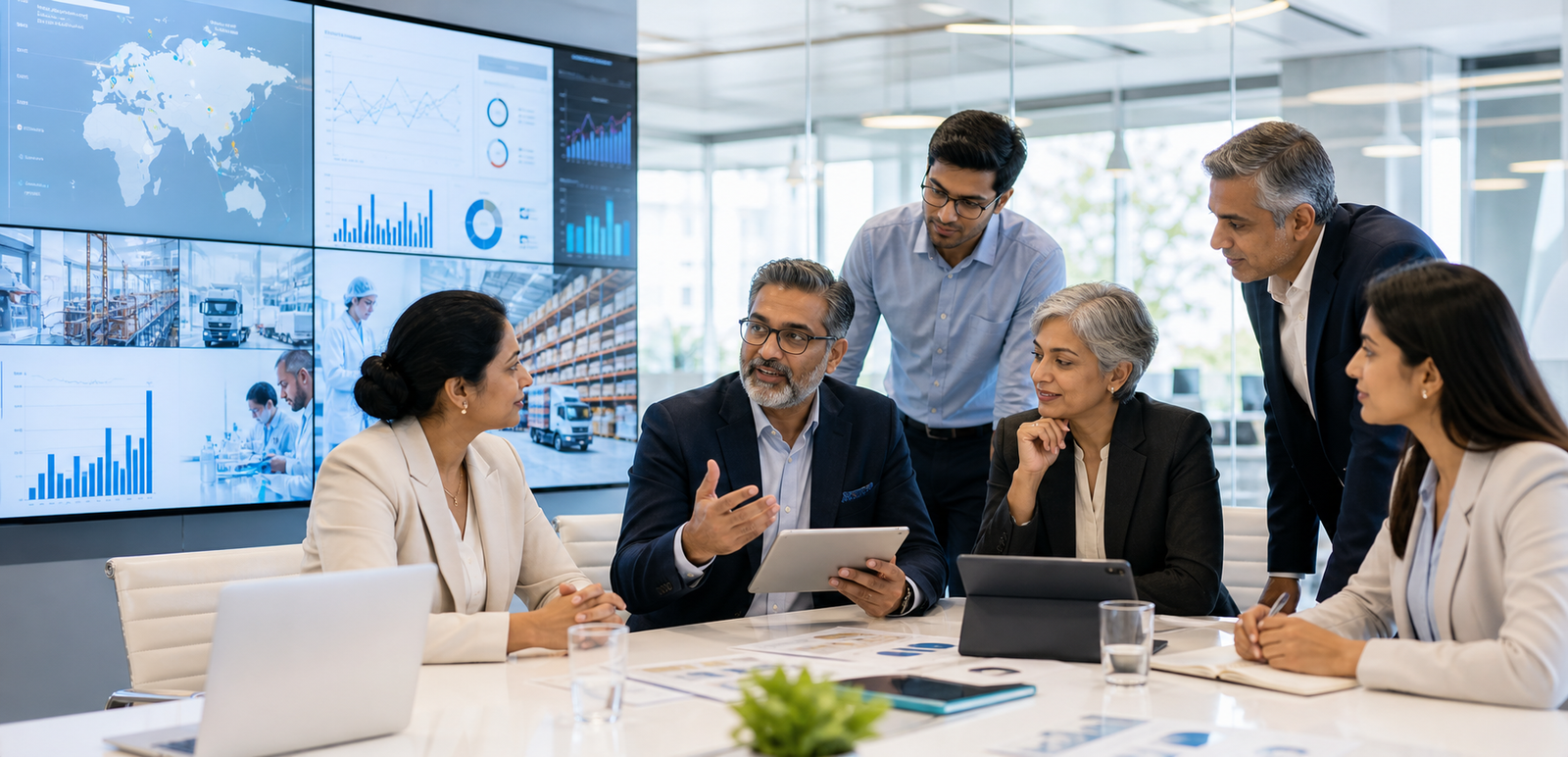 Business and technology leaders working through enterprise analytics